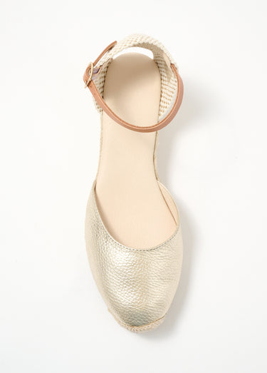 Sandales compensées cuir et jute talon enrobé Dore