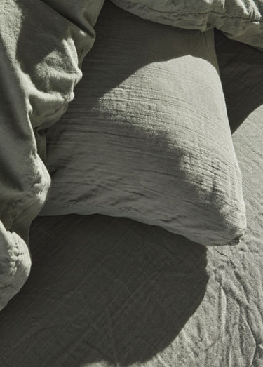 Parure gaze de coton uni, 240 x 220cm Sauge