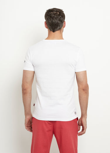 T-shirt col rond drapeau exotique Blanc