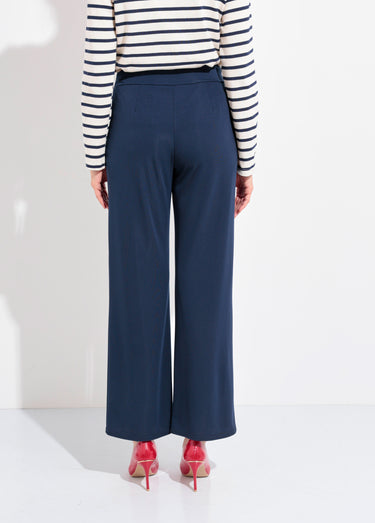 Pantalon fluide extensible à ceinturer Marine