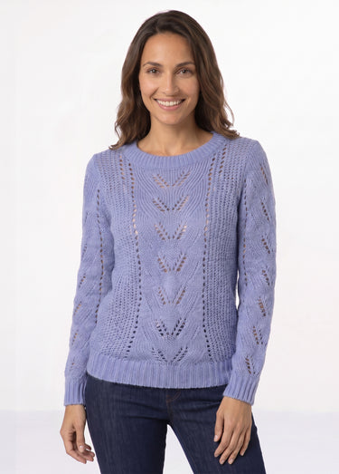 Pull doux en maille fantaisie Bleu Grise
