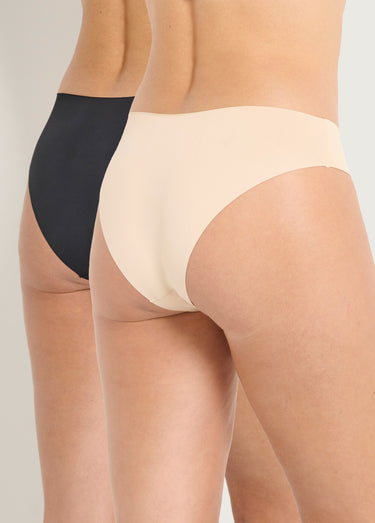 Culottes invisibles toucher microfibre Noir/Beige