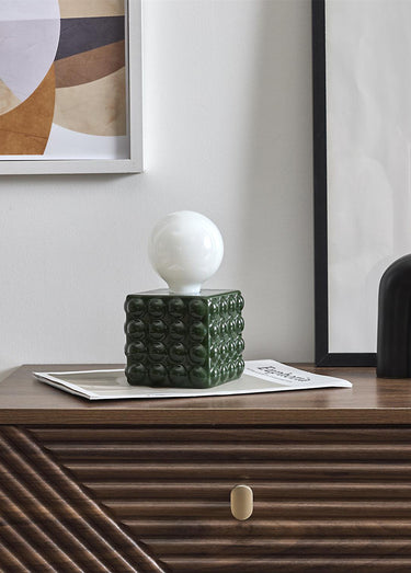 Lampe cube céramique nomade à piles Vert