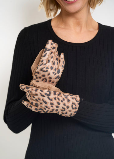 Gants chauds imprimé léopard et uni Leopard/Camel