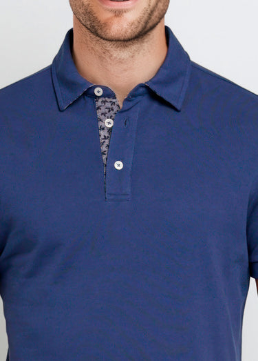 Polo en maille piquée à manches courtes Bleu Jean
