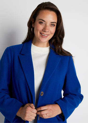 Manteau col tailleur aspect lainage Bleu Dur