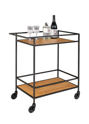 Desserte bar mobile, 2 niveaux, noyer Naturel