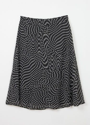 Jupe longue évasée en voile graphique Noir / Blanc