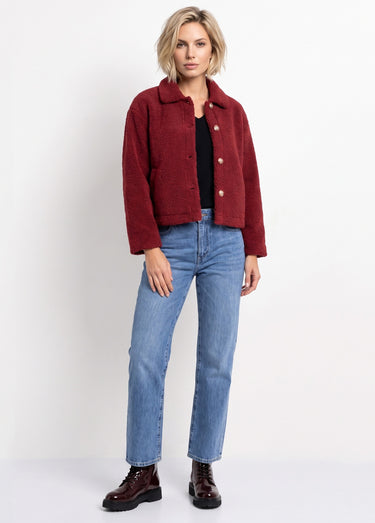 Veste maille bouclette intérieur polaire Bordeaux