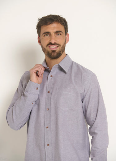 Chemise manches longues coton Oxford Gris