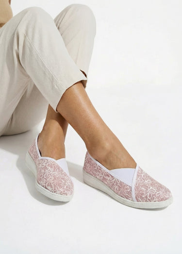 Chaussons ballerines élastiquée imprimées Rose