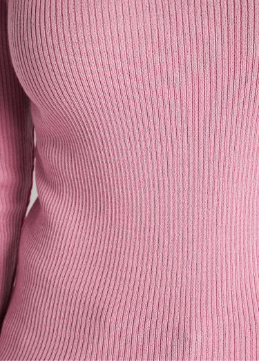 Pull encolure tunisienne avec laine mérinos Rose Poudre