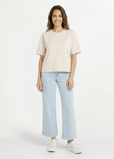 T-shirt loose extensible manches courtes Beige