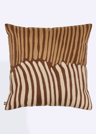 Coussin déhoussable, motif brodé Hary Marron