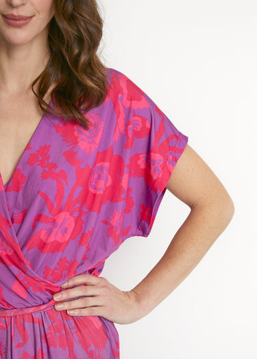 Combinaison jupe-culotte maille extensible Rose/Violet