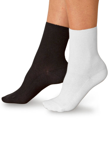Mi-chaussettes fines côtes - lot de 2 paires Blanc Lot De 2