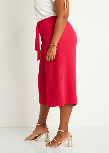 Jupe-culotte longue taille semi-élastiquée Uni Fushia