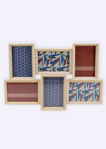 Cadre photo en bois pour 6 vues Rose