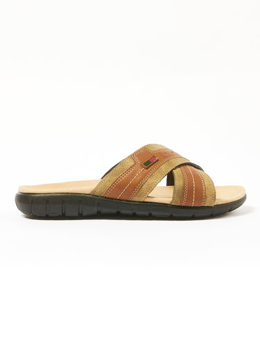 Mules brides croisées semelle confort Camel
