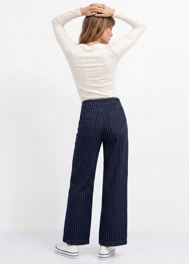 Jean à pont taille haute denim brut rayé Brut rayé