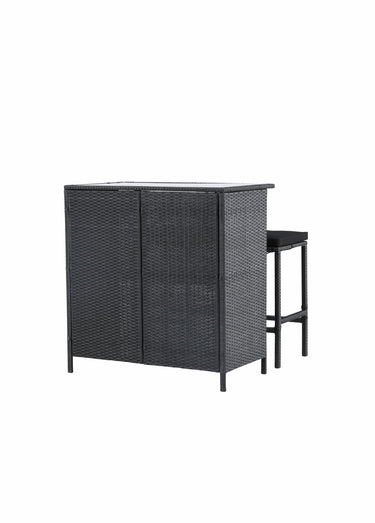 Ensemble tressé Bar + 2 Tabourets hauts Noir