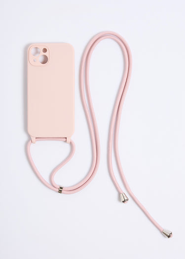 Coque silicone et cordon pour iPhone 13 Rose
