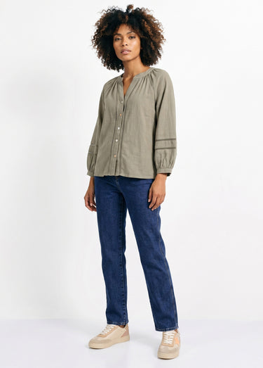 Jean droit denim, coupe spécial GRANDE Bleu stone moyen