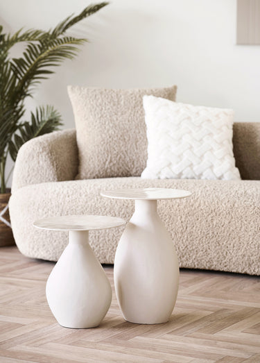 Table d'appoint émaillée haut. 50cm CALAIS Blanc Casse