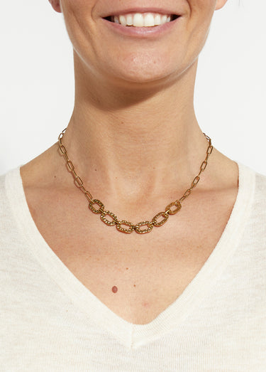 Collier ras de cou en acier inox martelé Dore