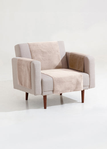 Protège-salon antiglisse tissu velouté Beige