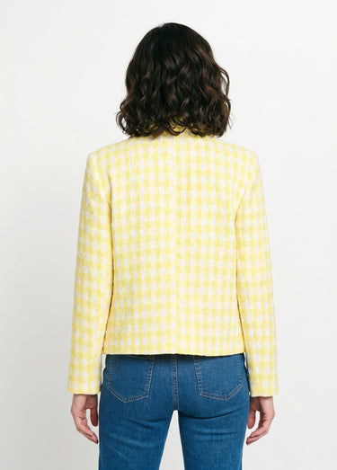 Veste pied de poule courte Jaune/Blanc