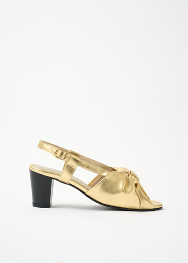 Sandales ouvertes fines brides à talons cuir Dore