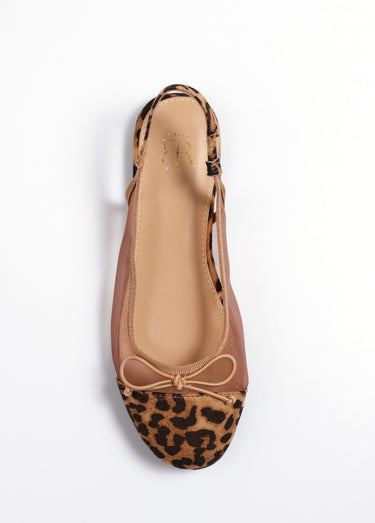 Ballerines plates en résille talon ouvert Leopard