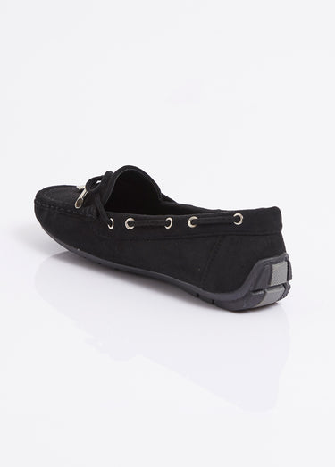 Mocassins en suédine avec œillets métal Noir