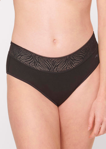 Culotte anti-fuites, ceinture dentelle Noir