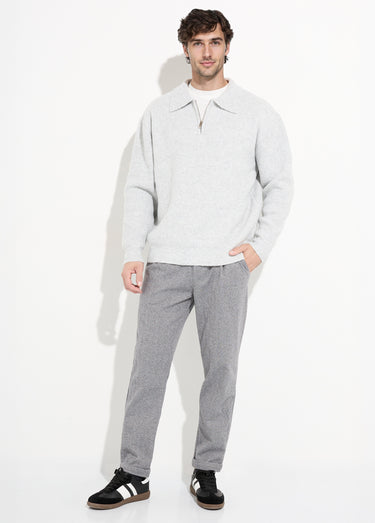 Pull col zippé chaud avec laine Gris Clair