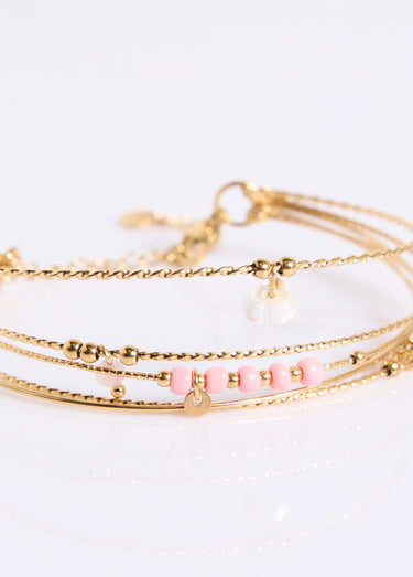 Bracelet jonc multi-rangs acier inoxydable Rose