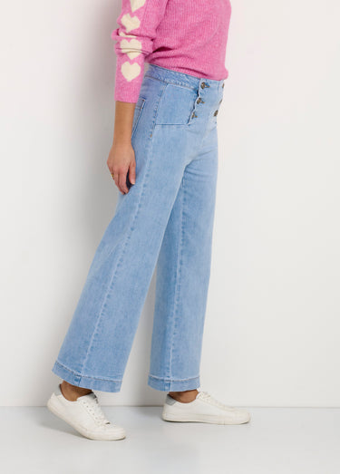 Pantalon à pont en jean coupe flare Bleached