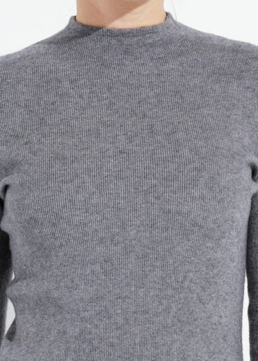 Pull col roulotté forme ajustée Gris