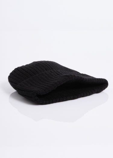 Bonnet en maille cotelée, à revers Noir