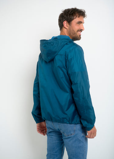 Coupe vent homme demi zip à capuche Petrole