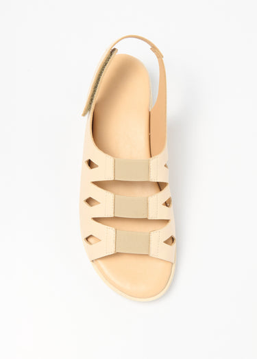 Sandales élastiquées ouvertes grande largeur Beige