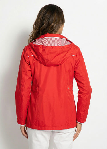 Parka courte zippée légère avec capuche Rouge