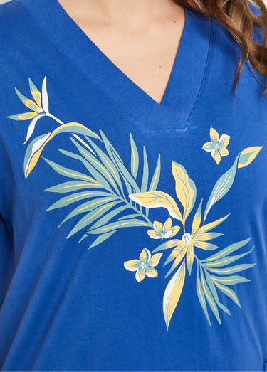 Robe de plage courte coton Bleu