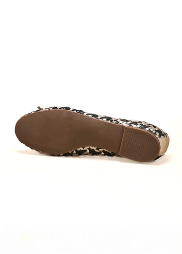 Ballerines cuir tressé, largeur confort Marine/Dore