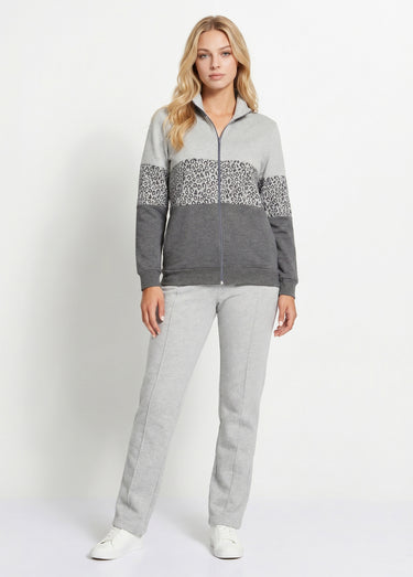 Veste détente zippée molleton col montant Gris