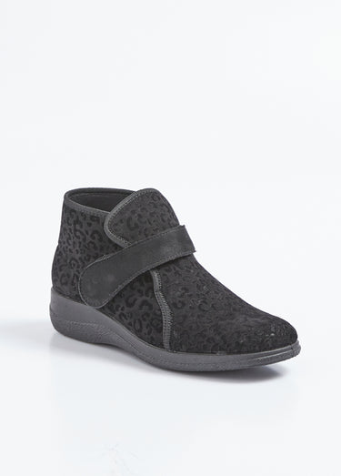 Boots scratchées léopard largeur confort Noir