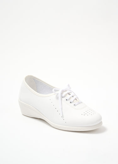 Derbies compensées grande largeur lacées cuir Blanc