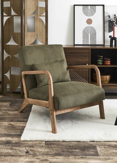 Fauteuil lounge en velours cotelé 1V Vert