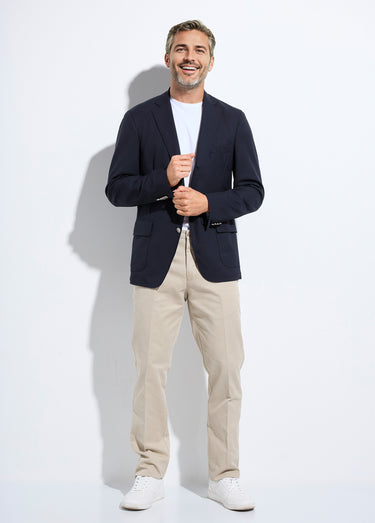 Veste blazer légère laine aspect natté Marine